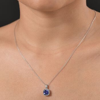 Rhapsody AAAA Tansanit, Wei&szlig;er Diamant Schmuckset ca. 50 cm 950 Platin ca. 2.94 ct