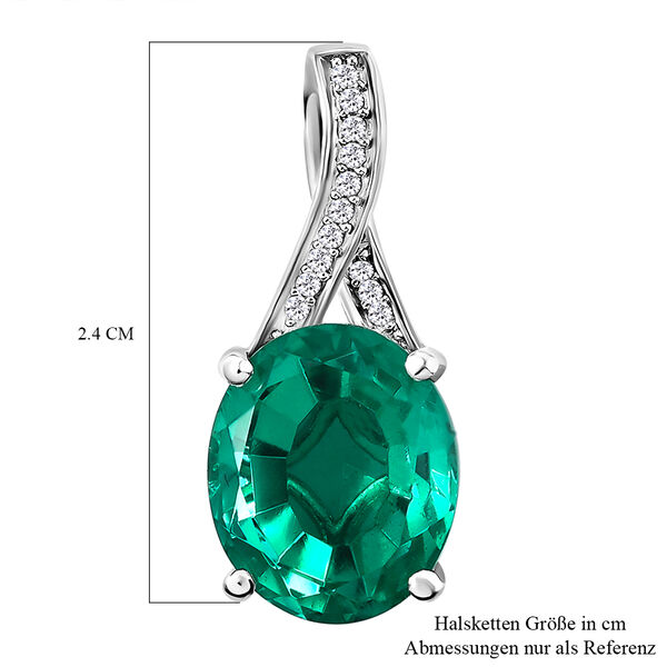 Smaragd-Triplett-Quarz und Zirkon-Anh&auml;nger in Silber, 5,66 ct. image number 6