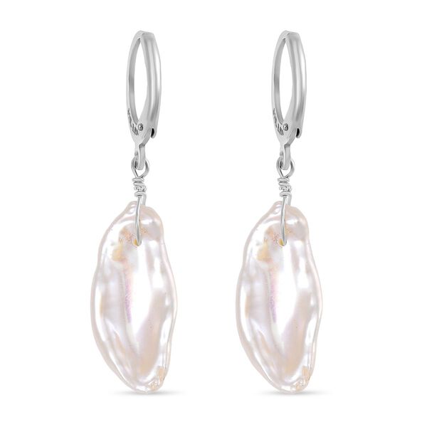 Wei&szlig;e Keshi Perle Ohrringe Reiner Edelstahl Standard image number 5