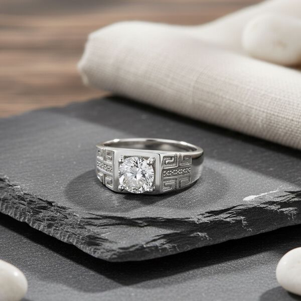 RADIANTA GRA zertifiziert Moissanit (D-VVS) Ring 925 Silber rhodiniert (Gr&ouml;&szlig;e 16.00) ca. 0.24 ct image number 1