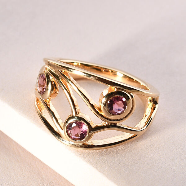 Rosa Turmalin-Ring, 925 Silber Gelbgold Vermeil  ca. 0,54 ct image number 2