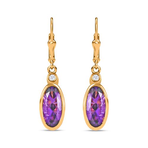 AA Mashamba Amethyst, Weißer Zirkon Ohrringe, 925 Silber Gelbgold Vermeil, ca. 4.00 ct image number 0