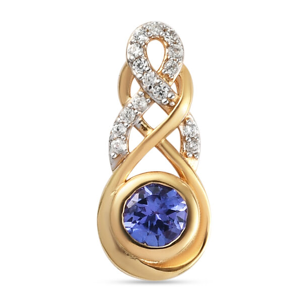 Tansanit und Zirkon Anh&auml;nger 925 Silber vergoldet ca. 0,54 ct