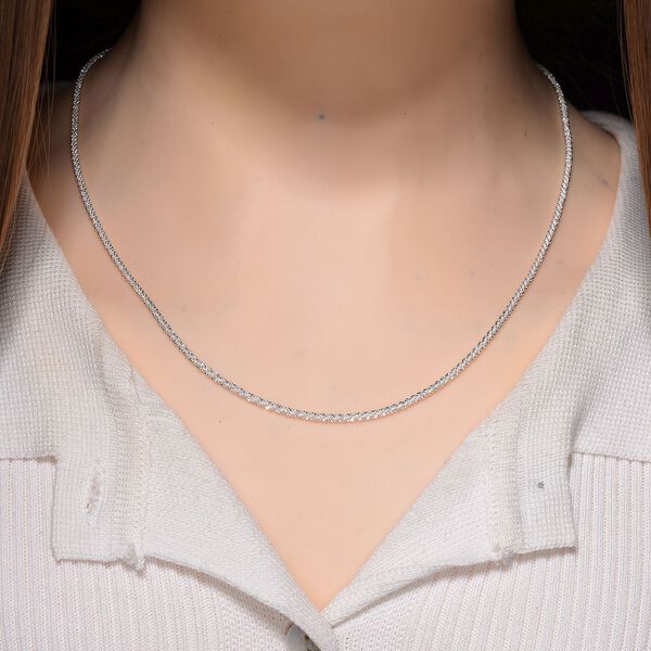 Funkel Halskette, Nickelfreies Messing Silberfarben ca. 50 cm + 5 cm Extender image number 2