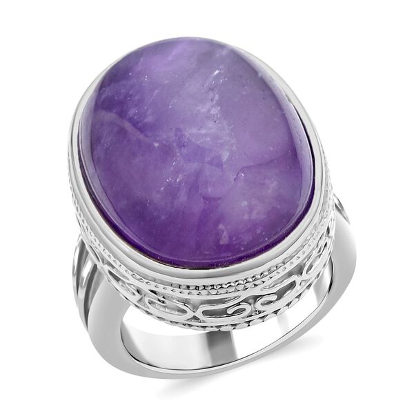Cabochon Amethyst Ring, Edelstahl, ca. 25,00 ct image number 4