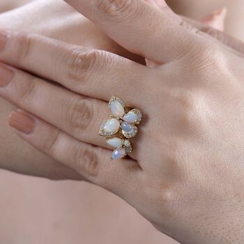 AA Nat&uuml;rlicher, &auml;thiopischer Welo Opal und Zirkon Ring - 2,12 ct.