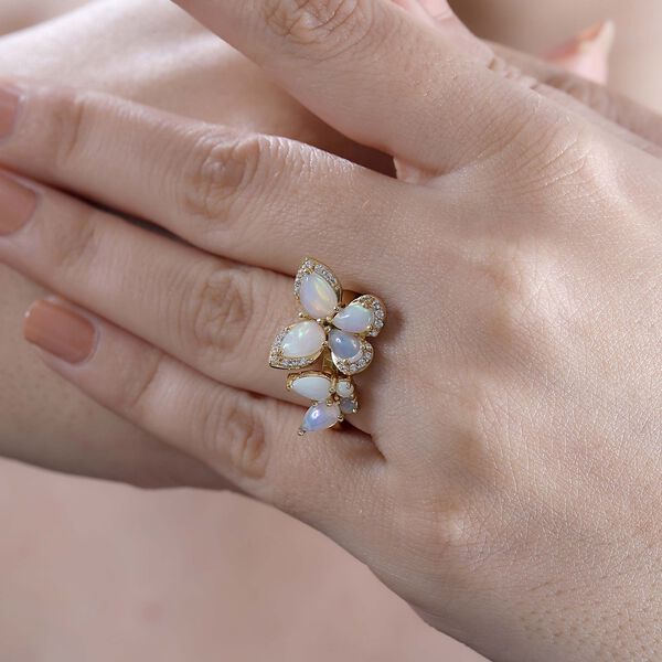 AA Natürlicher, äthiopischer Welo Opal und Zirkon Ring - 2,12 ct. image number 3