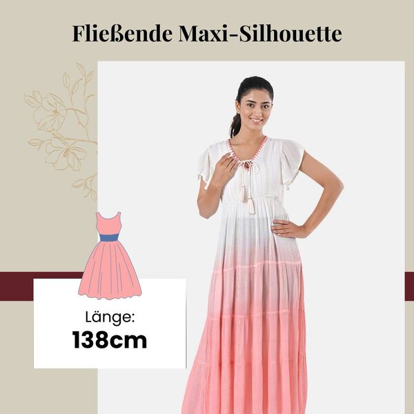 Maxikleid aus Viskose-Crepe mit Lurex, Einheitsgröße, Rosa image number 4