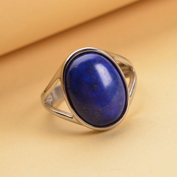Lapislazuli-Ring, reiner Edelstahl  ca. 10,00 ct image number 2