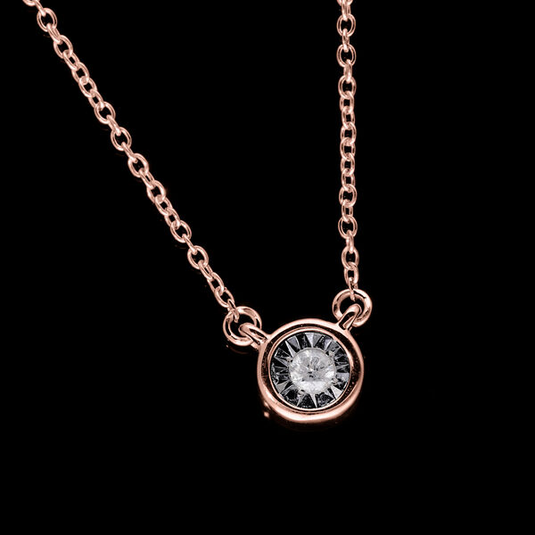 Weißer Diamant Halskette ca. 45 cm 925 Silber Roségold Vermeil ca. 0.05 ct image number 1
