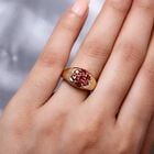 Roter Saphir Ring 925 Silber 585 Vergoldet image number 2