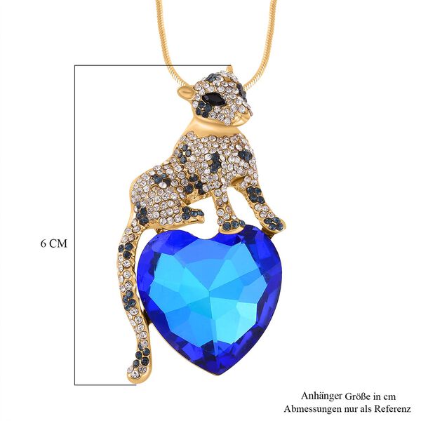 Blauer Magie Farbe Kristall Anhänger mit Kette, goldfarben image number 6