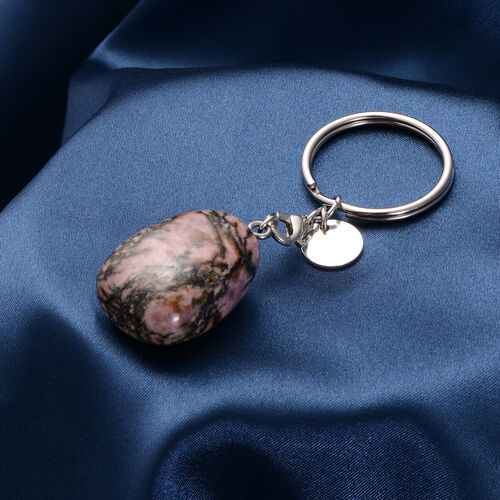 Rhodonit Schlüsselanhänger, silberfarben ca. 84.50 ct image number 1