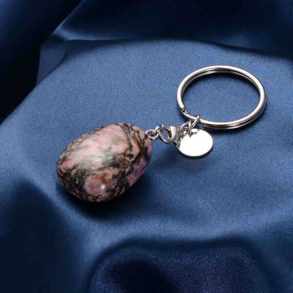 Rhodonit Schlüsselanhänger, silberfarben ca. 84.50 ct image number 1