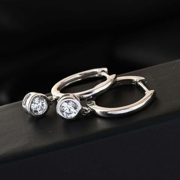 LUSTRO STELLA Hergestellt mit Feinster ZIRKONIA Tropfen Ohrh&auml;nger 925 Silber platiniert&nbsp; image number 2