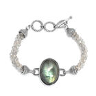 Labradorit Armband ca. 19 cm Edelstahl ca. 51,68 ct