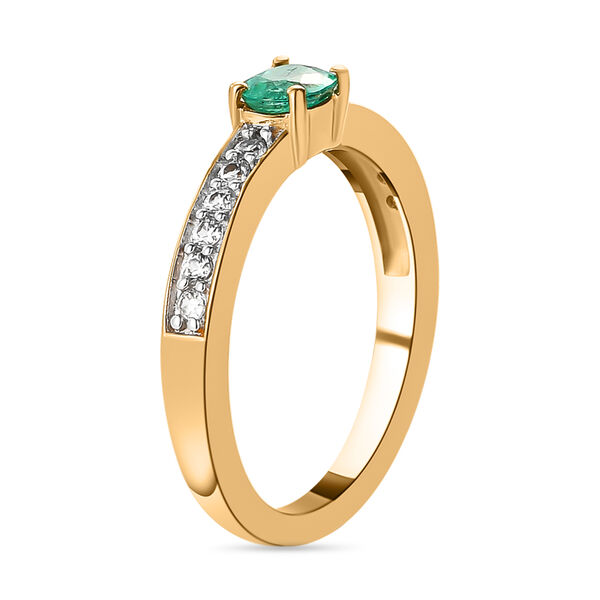 AAA Smaragd und weißer Zirkon-Ring in Silber image number 5