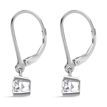 LUXURIANT SGL zertifizierte VS-GH Labor Rund-Diamant Ohrringe, 925 Silber rhodiniert - 1 ct.