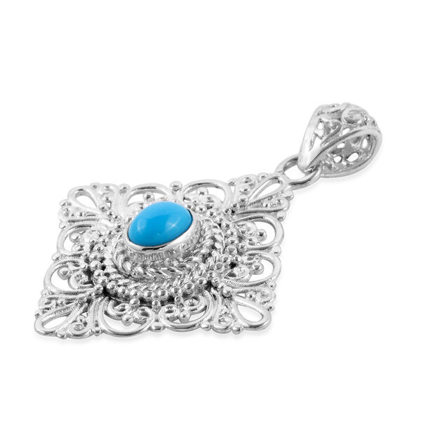 Royal Bali Kollektion - nat&uuml;rlicher Sleeping Beauty T&uuml;rkis-Solit&auml;r-Anh&auml;nger in Silber, 1,20 ct. image number 3