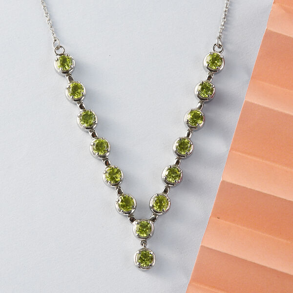 Nat&uuml;rliche Peridot-Halskette, ca. 45 cm, Edelstahl ca. 7,36 ct image number 2