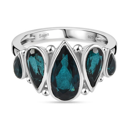 Sajen Silber - Indigo Turmalin-Quarz Ring 925 Silber rhodiniert (Gr&ouml;&szlig;e 16.00) ca. 5.50 ct