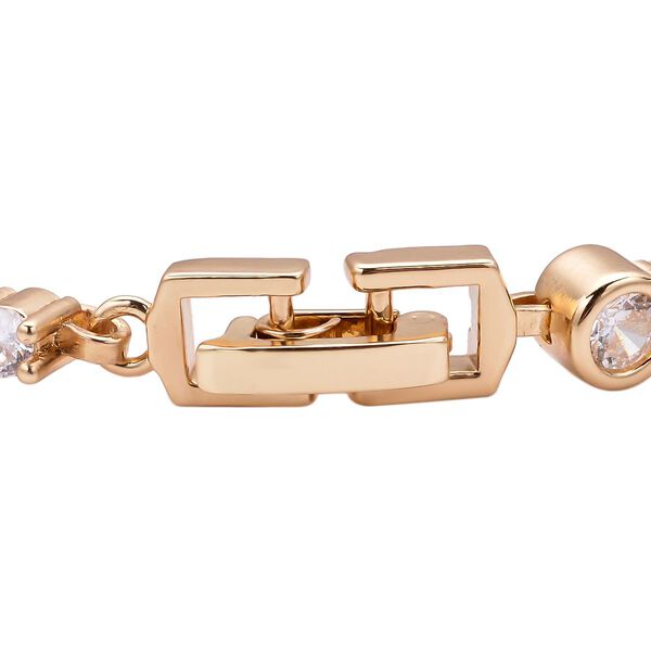 Weißes Zirkonia-Armband, ca. 19 cm, reines Messing, goldfarben ca. 4,00 ct image number 4