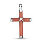 Roter Jade Kreuz-Anhänger, gefärbt, 925 Silber rhodiniert ca. 5,00 ct image number 0