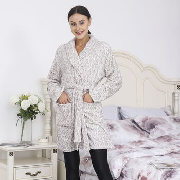 Bedruckter Flanell Pl&uuml;sch-Bademantel