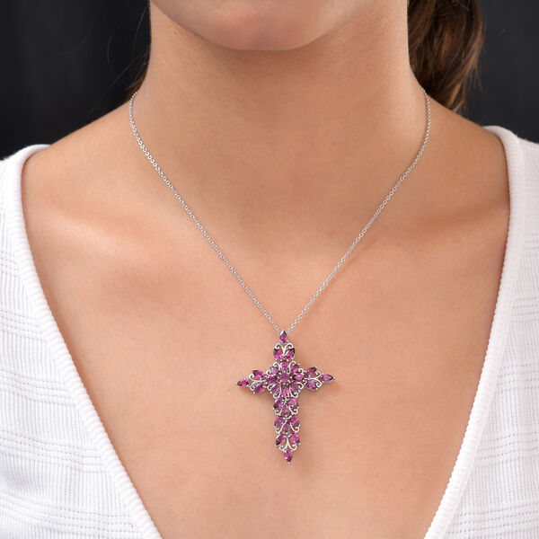 Rhodolith Granat-Anh&auml;nger, 925 Silber platiniert ca. 6,17 ct image number 2