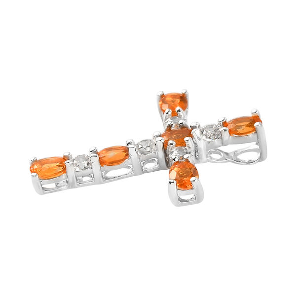 Salamanca Feueropal und wei&szlig;er Zirkon-Anh&auml;nger, 925 Silber platiniert ca. 1,16 ct image number 4