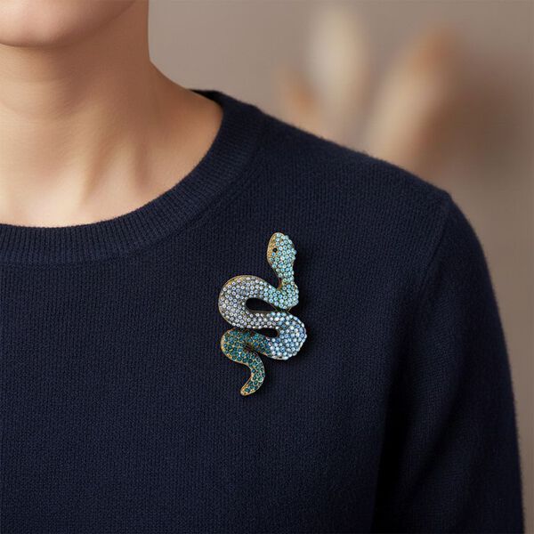 Mehrfarbiger Kristall Brosche Antikes Gold image number 3