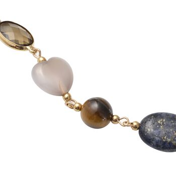 Rosa Zirkonia, Mehrfarbige Edelsteine Halskette, ca. 44.5 cm+ 7.5 cm extender, Eisen, vergoldet