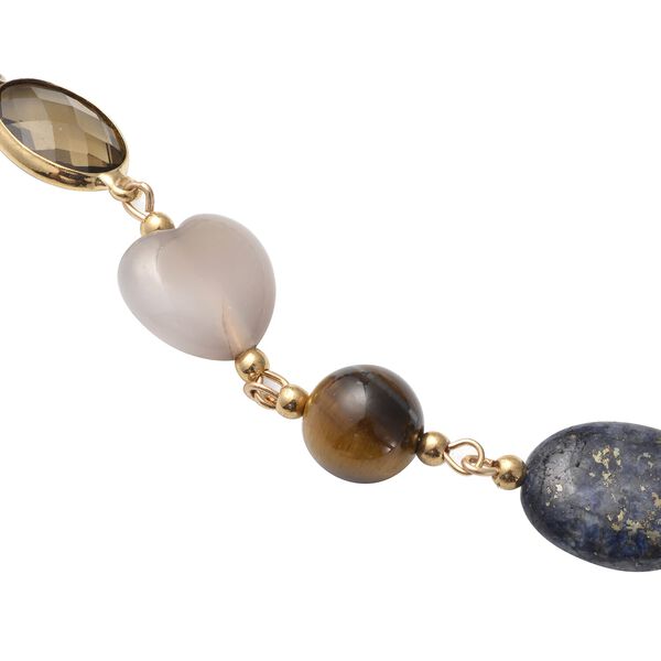 Rosa Zirkonia, Mehrfarbige Edelsteine Halskette, ca. 44.5 cm+ 7.5 cm extender, Eisen, vergoldet image number 2