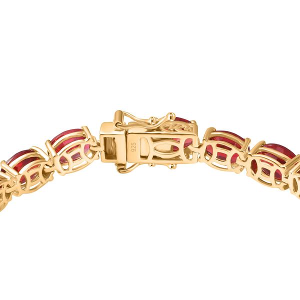 Lab Created Padparadscha-Saphir Armband ca. 19 cm 925 Silber 750 Gelbgold Vermeil ca. 38,98 ct. image number 4