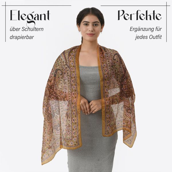 Eleganter Seidenschal in leuchtendem Senfgelb, 100% feinste Seide image number 3