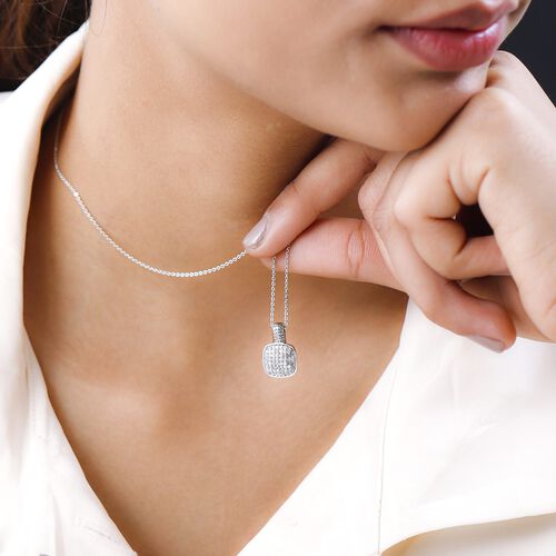 Weißer Diamant Anhänger mit Kette, 925 Silber platiniert, ca. 0.50 ct image number 1
