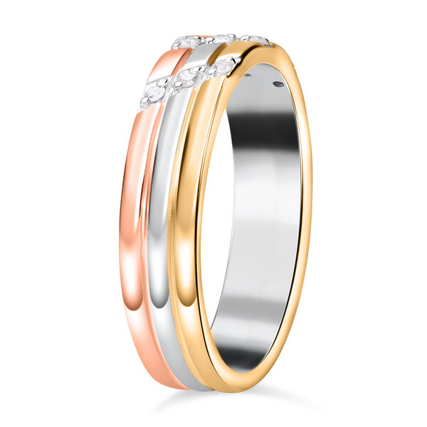 Weißer Diamant Ring 925 Silber platiniert, tricolor,  (Größe 21.00) ca. 0.15 ct image number 3