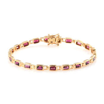 Rhodolith Granat Armband ca. 20 cm 925 Silber vergoldet ca. 8,08 ct