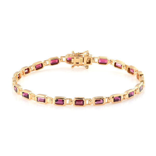 Rhodolith Granat Armband ca. 20 cm 925 Silber vergoldet ca. 8,08 ct