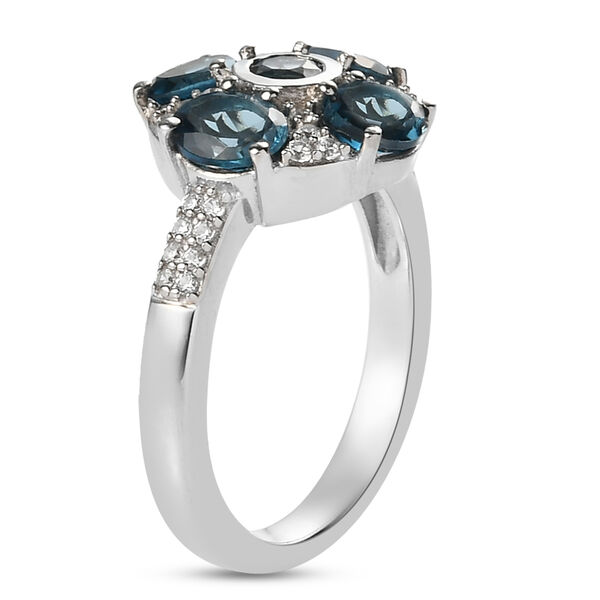 London Blau Topas und Zirkon Ring, ca. 2,43 ct image number 5