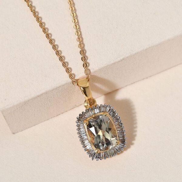 Turkizit und Diamant Halo-Anh&auml;nger mit Kette in Silber image number 3