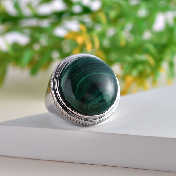 Malachit Ring Edelstahl (Gr&ouml;&szlig;e 16.00) ca. 34,88 ct image number 2