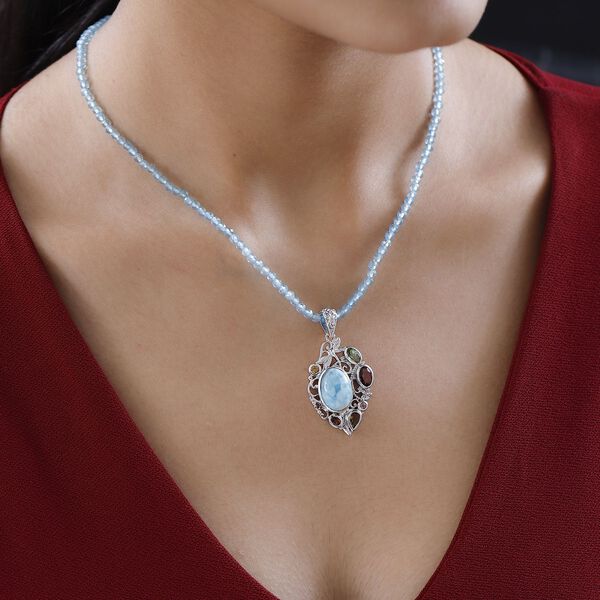 Larimar, Blautopas und mehrfarbiger Turmalin-Anh&auml;nger mit Kette - 108,70 ct. image number 3