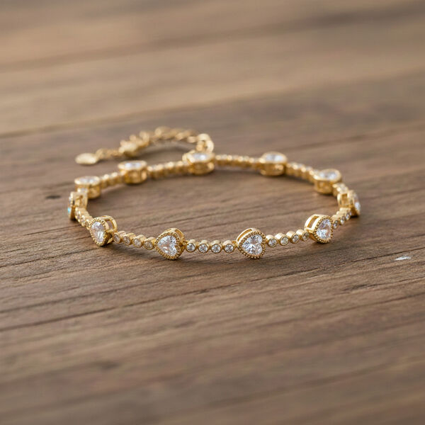 Wei&szlig;er Zirkonia Armband ca. 18.5 cm Nickelfreies Messing Standard image number 1