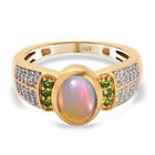 Natürlicher Äthiopischer Opal und Natürlicher Chromdiopsid Ring 925 Silber vergoldet  ca. 1,13 ct image number 0