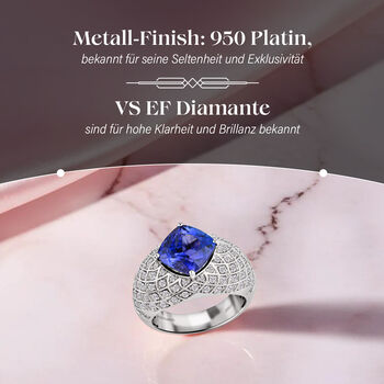 RHAPSODY AAAA Tansanit und VS EF Diamant-Ring in 950 Platin - 7 ct.