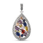 Mehrfarbiger Zirkonia und weißer Kristall-Anhänger, reiner Edelstahl ca. 14,00 ct