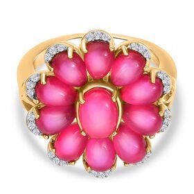 Maulbeere Mondstein Ring 925 Silber 750 Gelb Vergoldet (Größe 16.00) ca. 5,62 ct