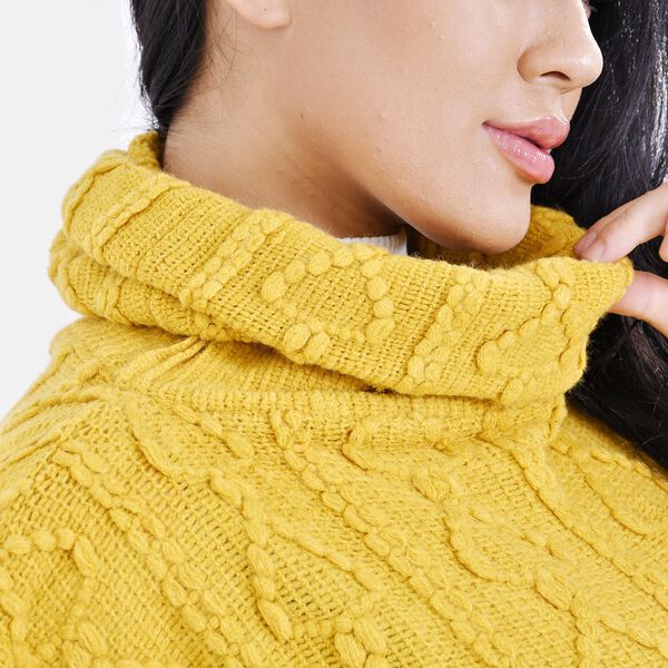 Ärmelloser Rollkragenpulli, Gelb image number 4