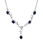 D'Joy Masoala Saphir (Fissure gefüllt) Halskette ca. 45 cm 925 Silber platiniert ca. 0.48 ct